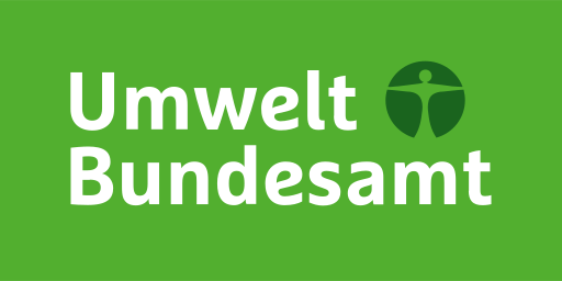 Offizielles Logo des Umweltbundesamts - Ein weißer Namensschriftzug auf rechteckigen grünen Hintergrund